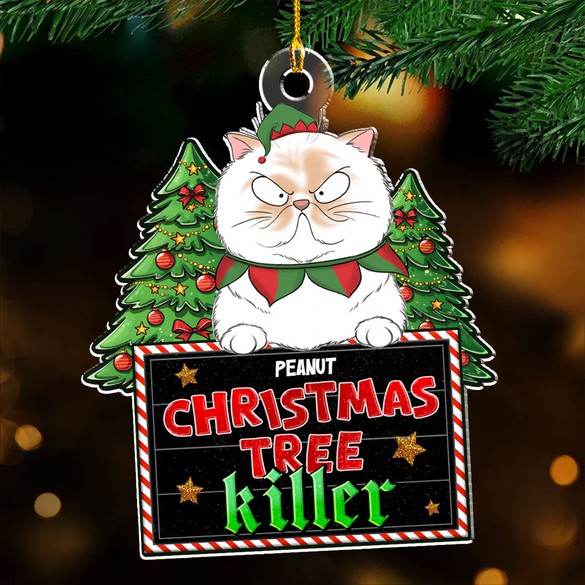 Unique Personalized Custom Acrylic Christmas Tree Killer Ornament