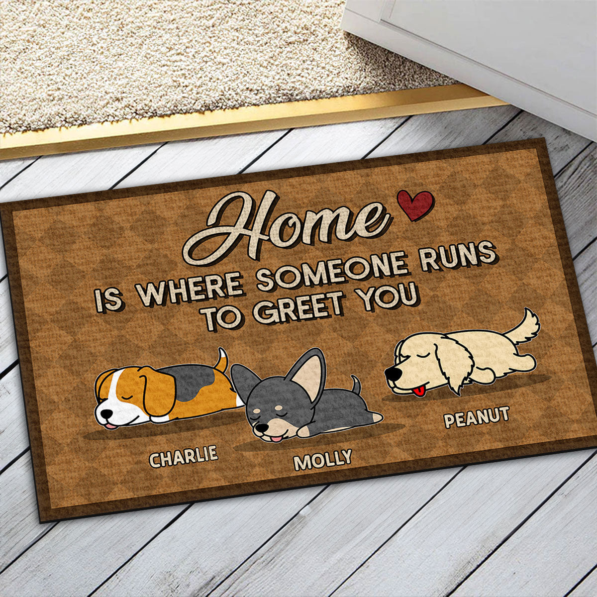 Home Is Where Someone Runs - Personalized Custom Pet Lover Doormat with Cat or Dog Picture