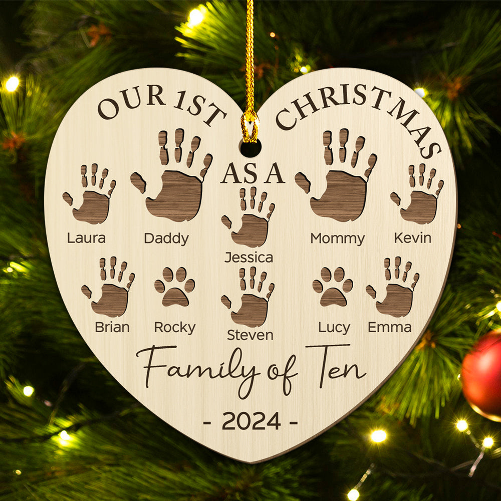 Happy 1st Christmas As A Family - Exquisite Personalized Custom Wood Christmas Ornament
