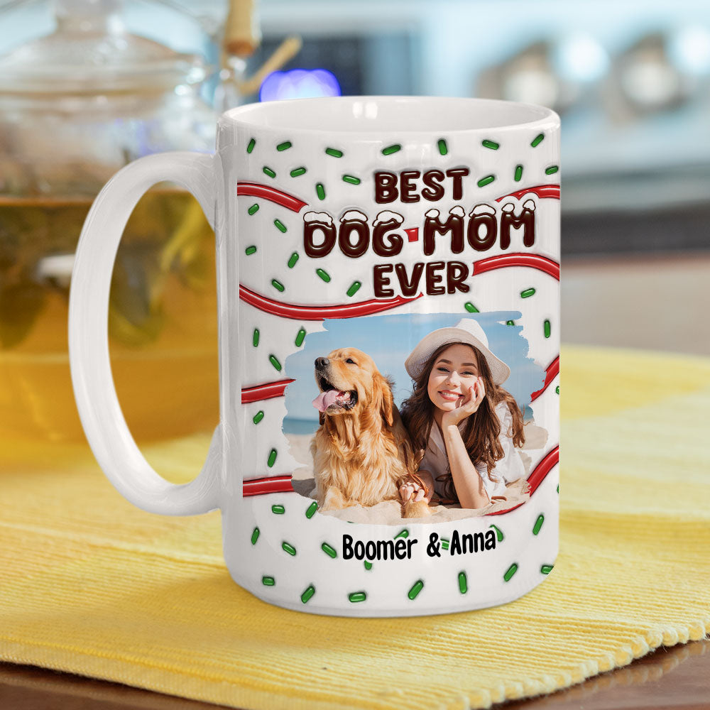Best Personalized Custom 3D Inflated Effect Mug for Dog Moms and Dads with Cake Photo