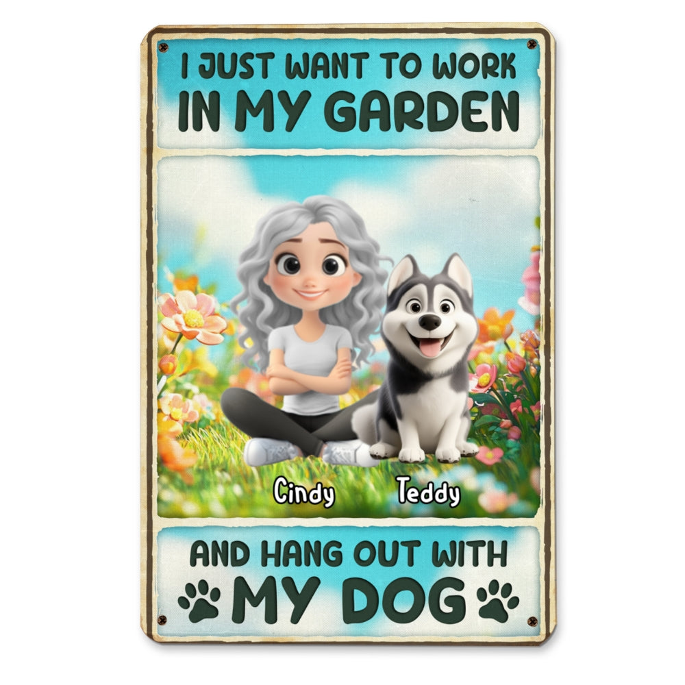 Personalized Custom Rusty Metal Sign - I Just Want To Hang Out With My Dogs