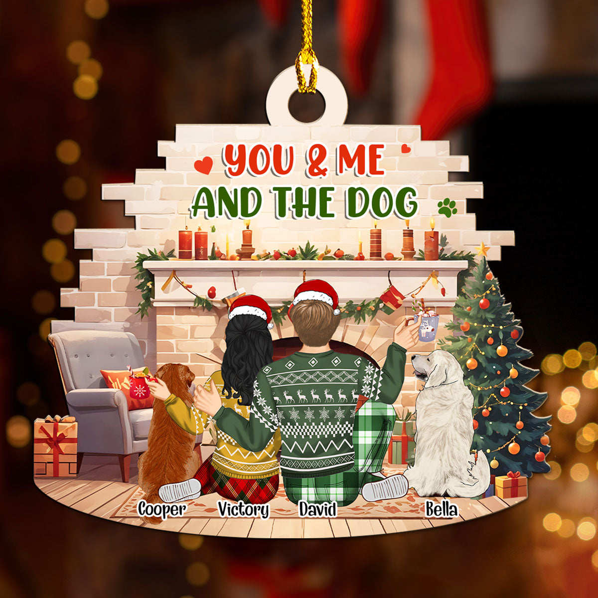 You Me Our Dogs Family - Customizable Personalized Wood Christmas Ornament for Pet Lovers