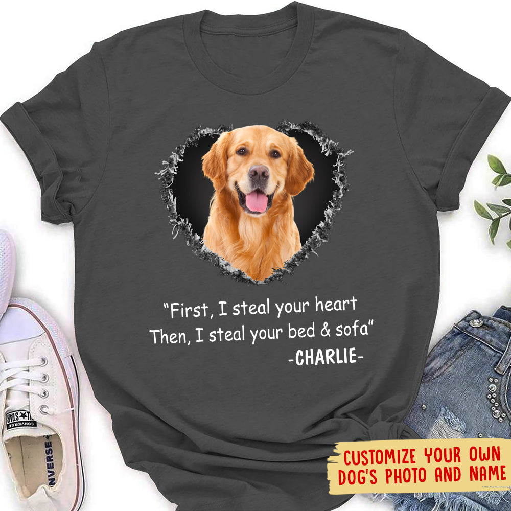 Steal Your Heart - Personalized Custom Dog Photo Women's T-shirt: The Perfect Gift for Dog Lovers