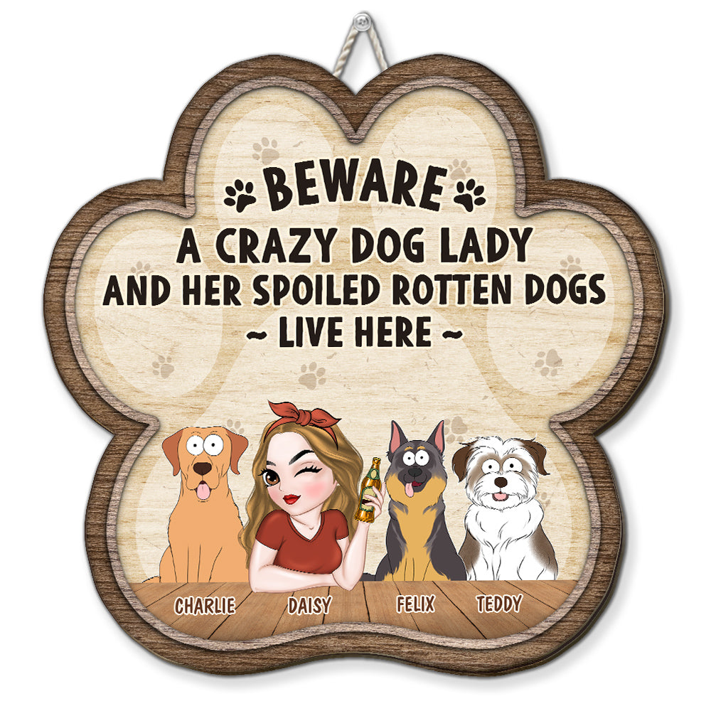 Unique Personalized Custom Wood Sign for Crazy Dog & Dog Lady Lovers