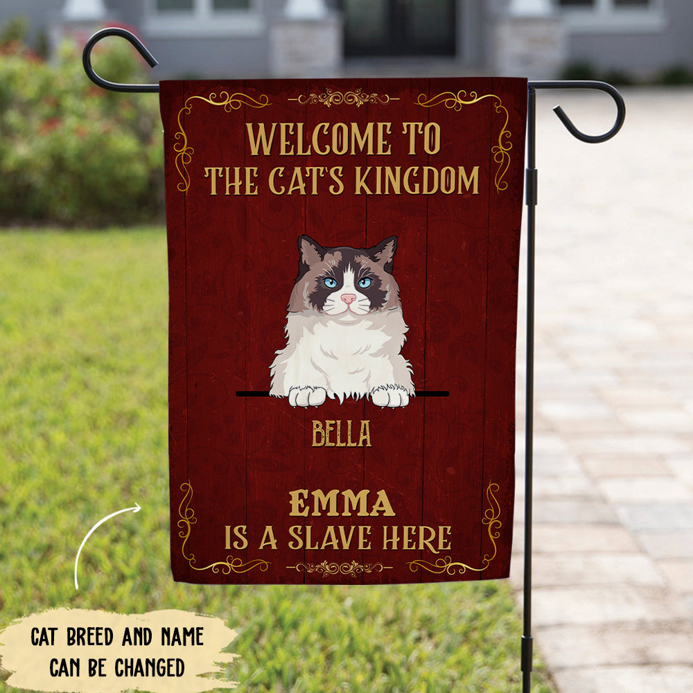 Welcome To The Cat Kingdom - Personalized Custom Garden Flag - Ideal Gift for Cat Lovers