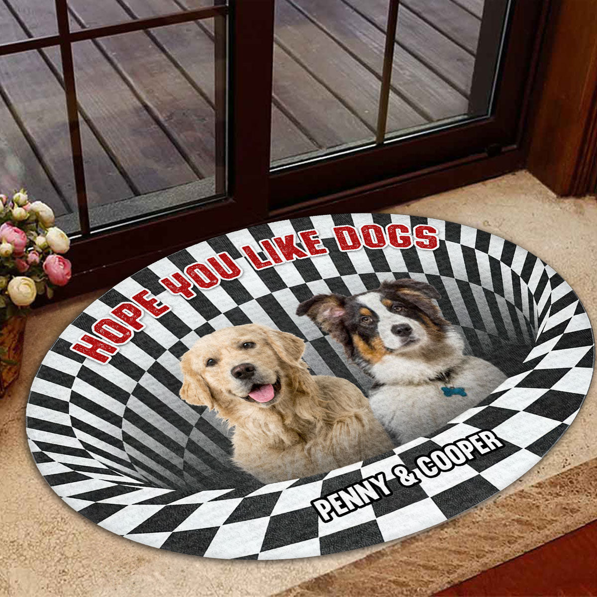 Personalized Custom Hope You Like Dogs Cartoon Photo Doormat for Pet Lovers