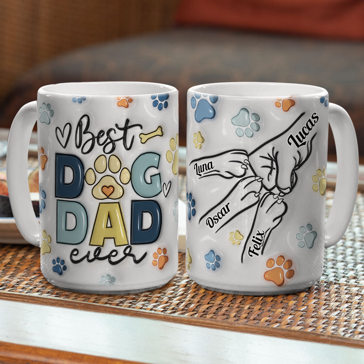 Unique Personalized Custom 3D Inflated Effect Dog Human Fist Bump Mug - 11oz and 15oz