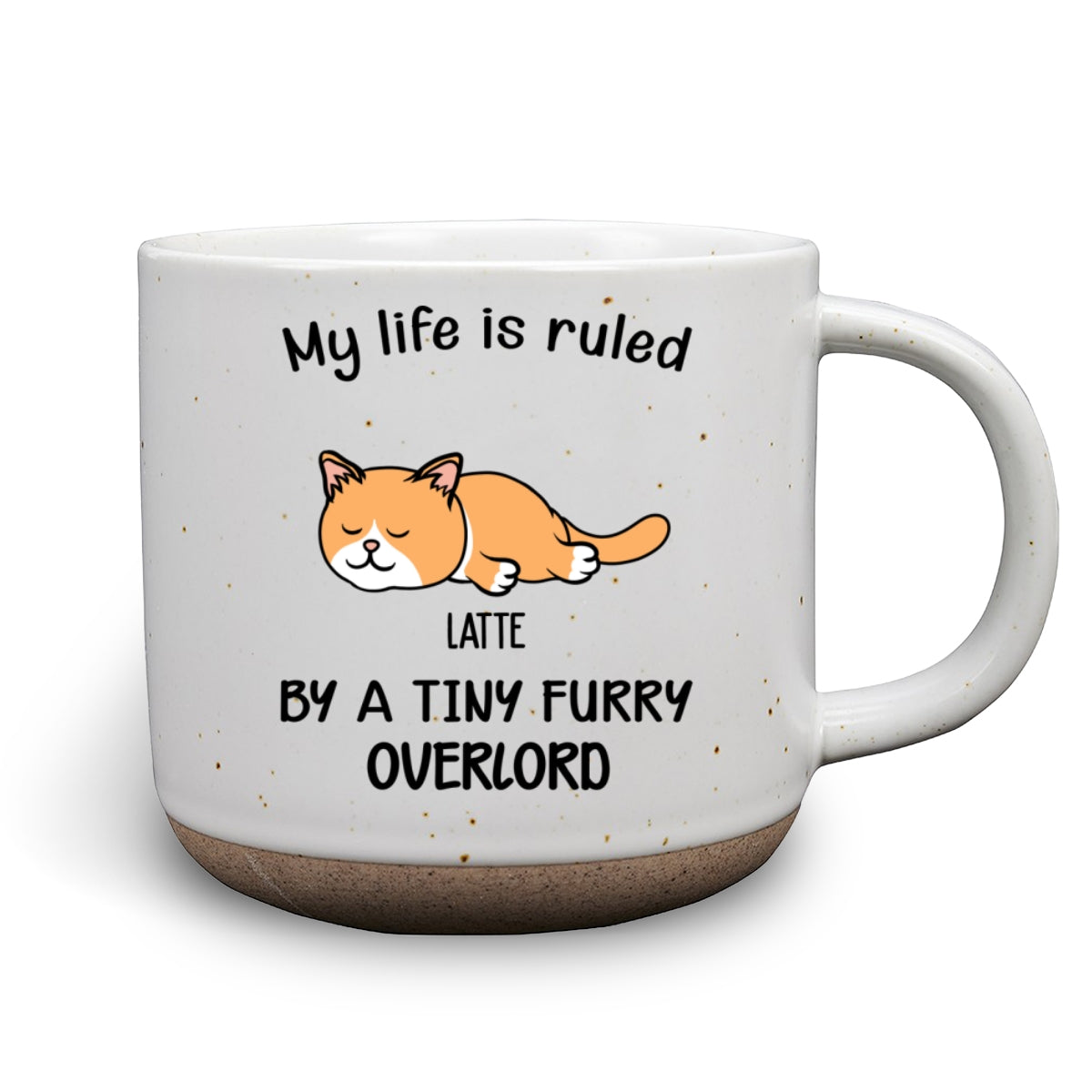 Ver Cat Personalized Custom Ceramic 11oz Ruled By Tiny Furry Overlords Pottery Mug in Dark Blue or White