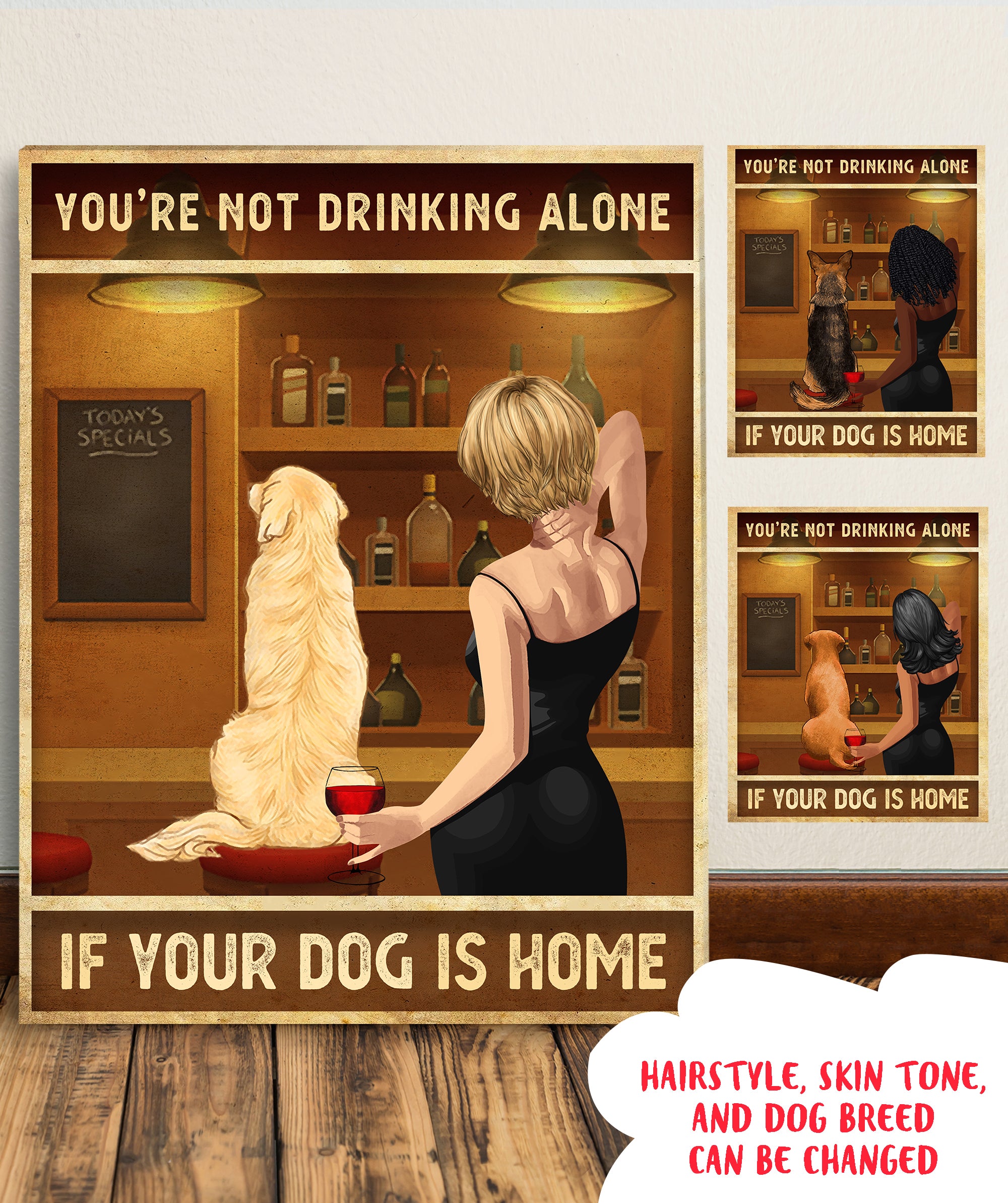 Not Drinking Alone - Premium Personalized Custom Canvas for Pet Lovers