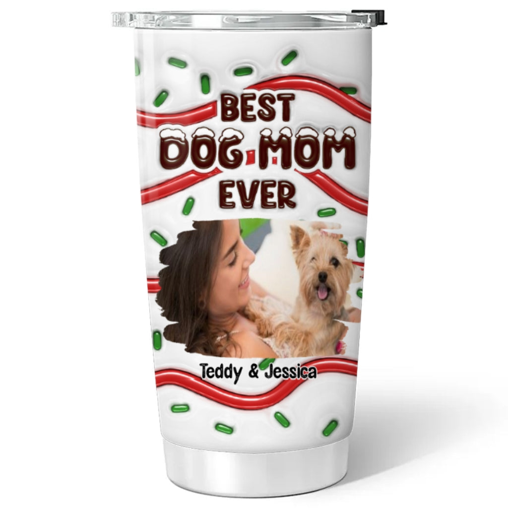 Best Personalized Custom 3D Inflated Effect Tumbler with Dog Mom Cake Photo - Ideal for Dog Lovers