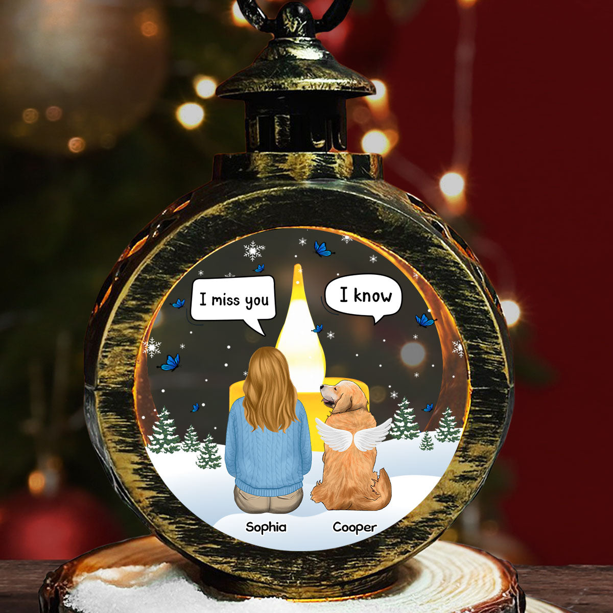 Heartfelt 'I Miss You So Much' - Customizable Personalized Christmas Lantern for Unforgettable Holidays