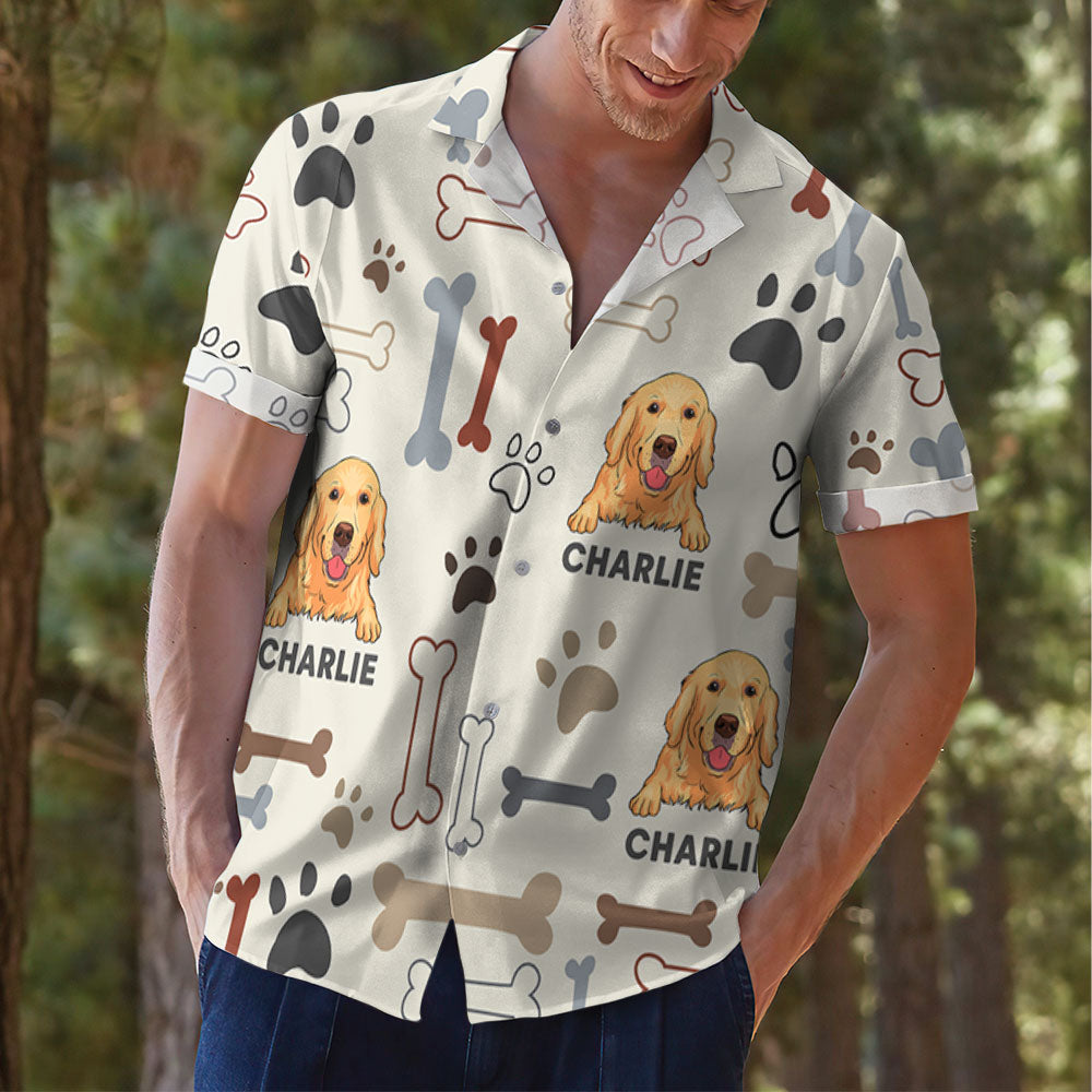 Unique Personalized Custom Hawaiian Shirt with Dog Bones Design - Ideal Summer Gift for Pet Lovers