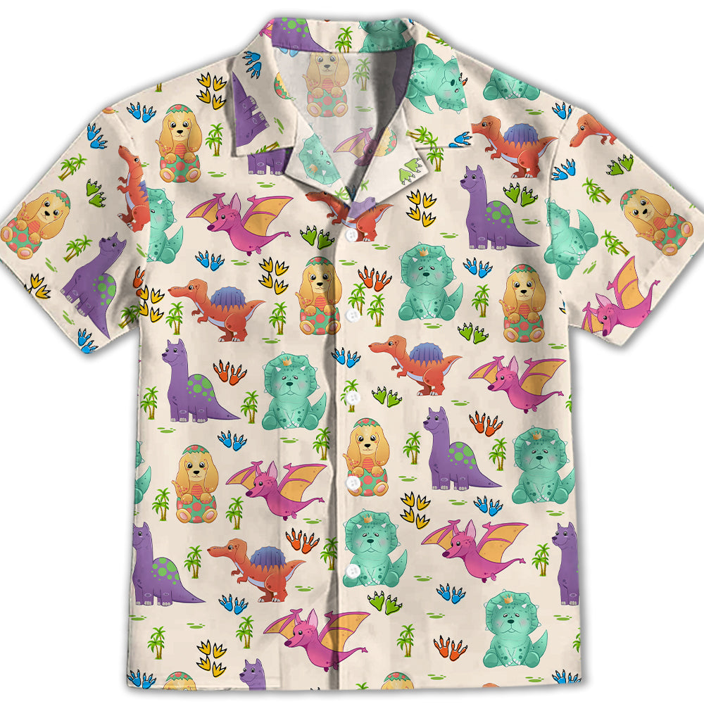 Adorable Dog And Dinosaur Kids' Button - up Shirt: A Perfect Gift