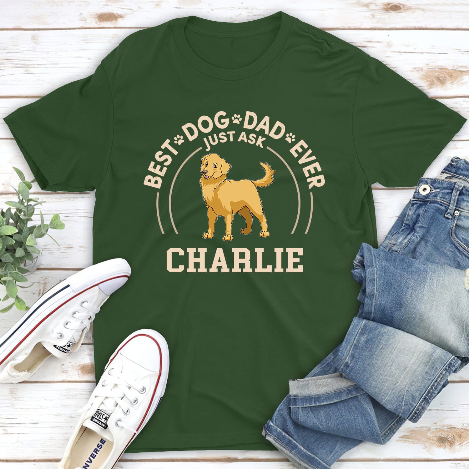 Dog Dad Circle - Personalized Custom Unisex 5.3 oz T-shirt for Pet Lovers