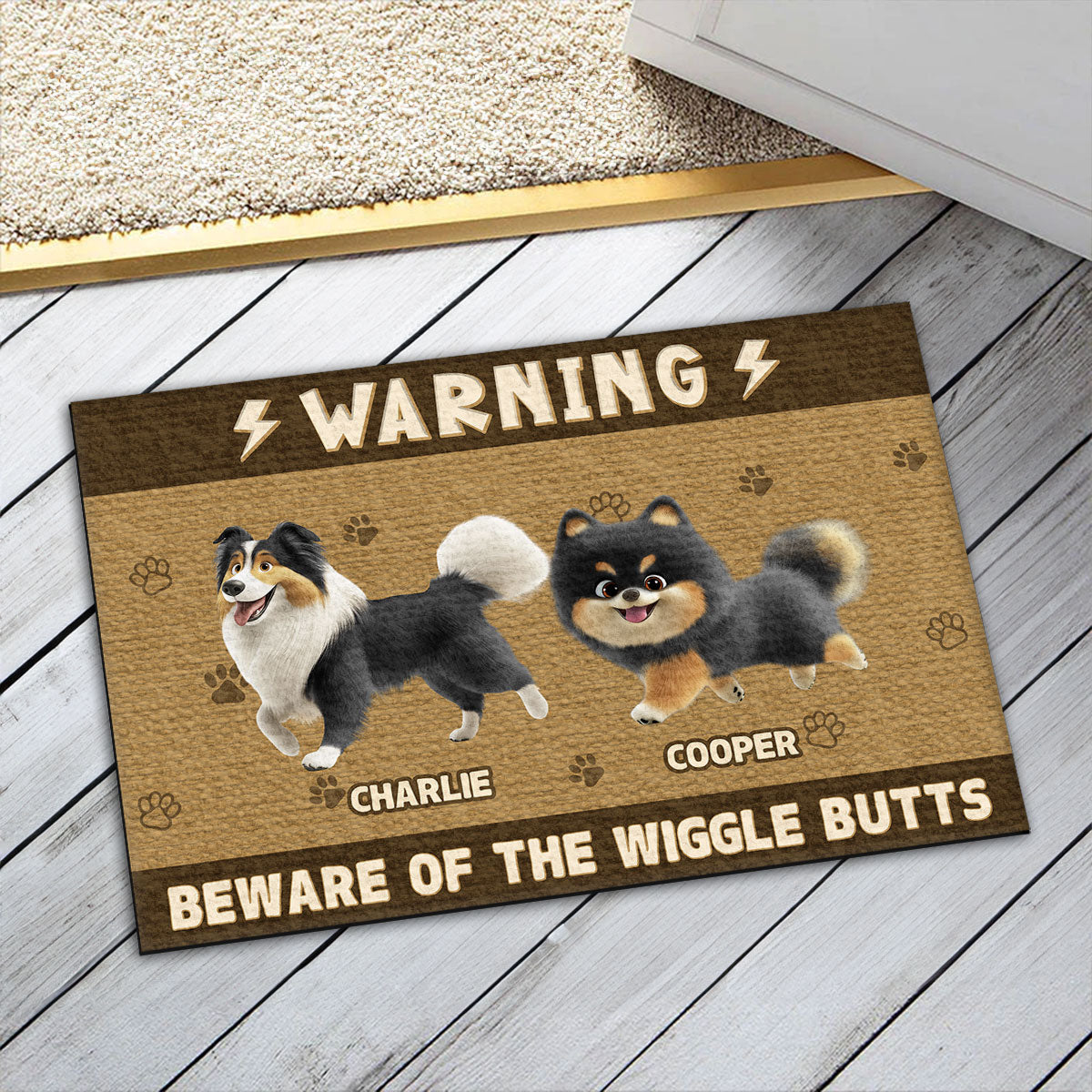 Beware Of The Wiggle Butt - Personalized Custom Doormat with Your Pet's Picture