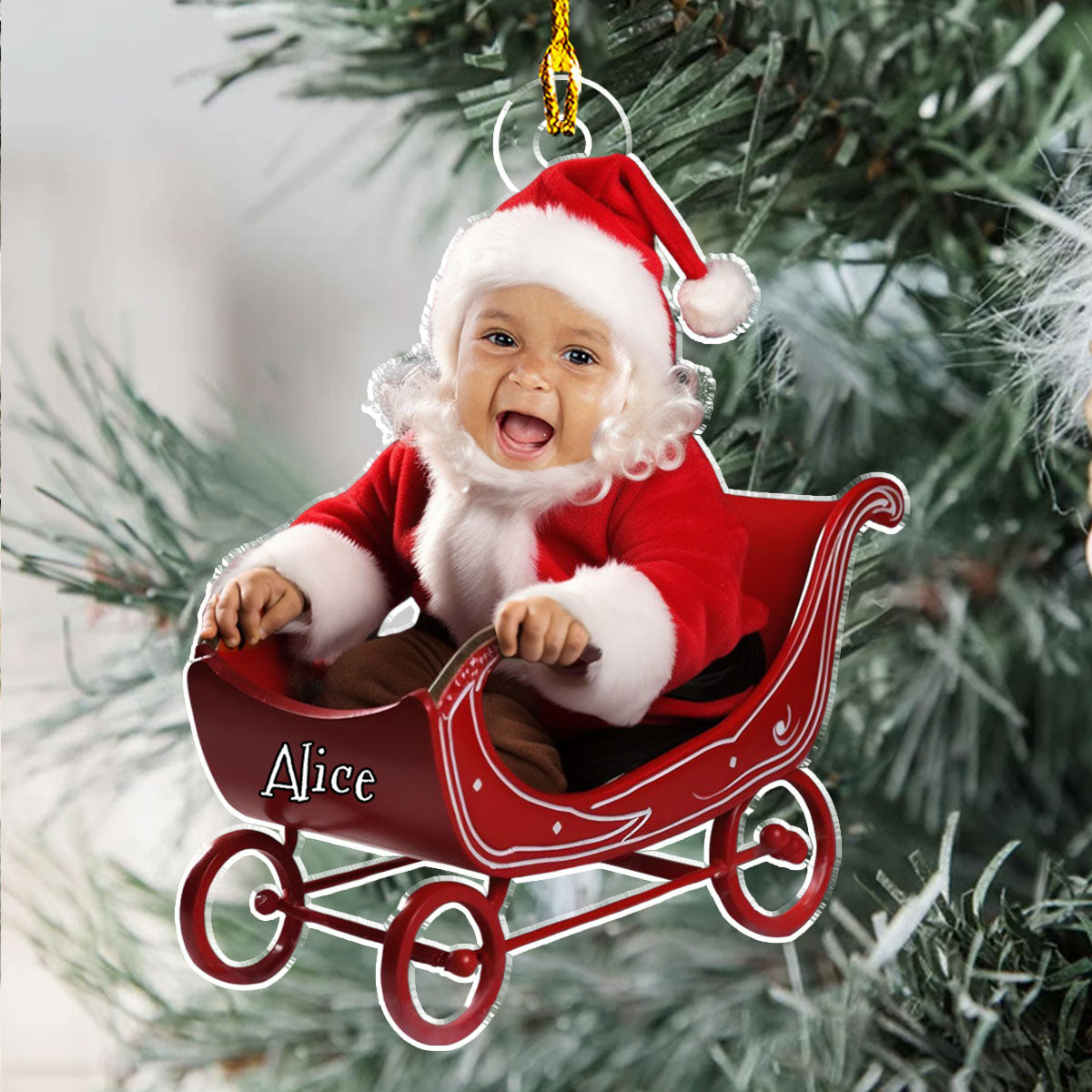 Unique Custom Face Baby Santa Personalized Acrylic Christmas Ornament