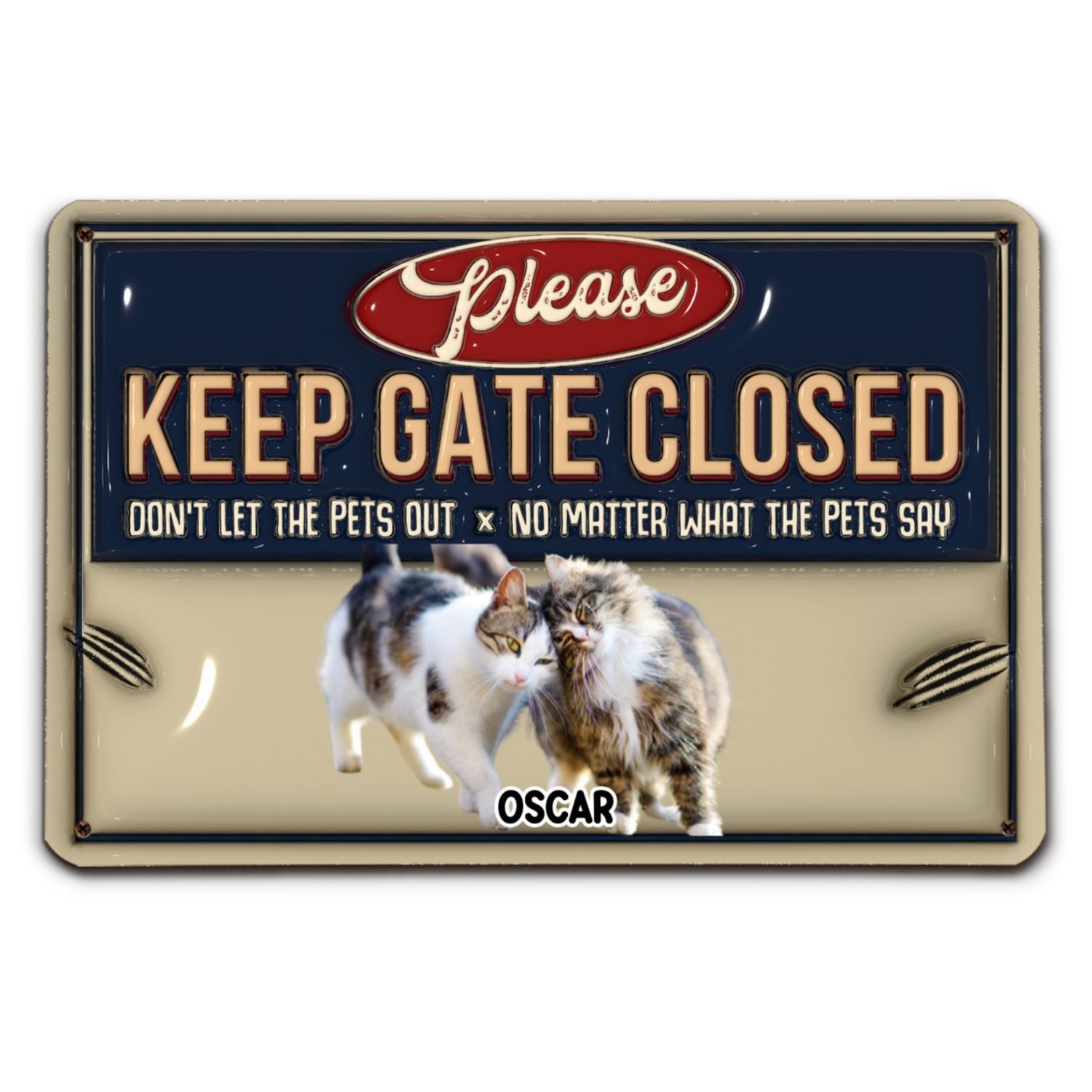 Exclusive Personalized Custom 3D Inflated Effect Metal Sign - Do Not Let The Cats Out Photo