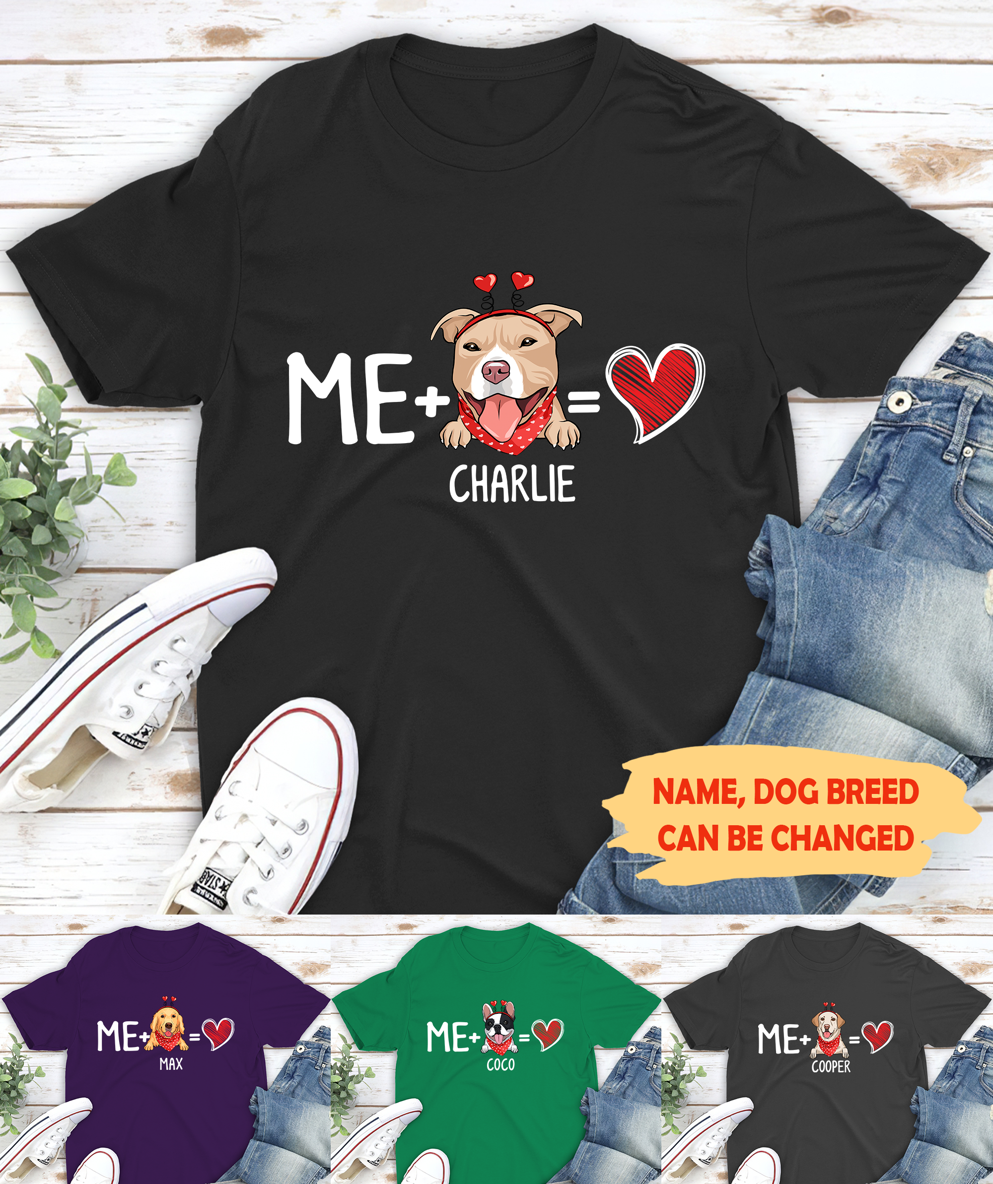 Me And My Dog - Personalized Custom Unisex Valentine T-shirt for Dog Lovers | 5.3 oz, Heavy Cotton
