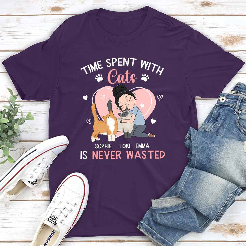 Spent Cat Time - Personalized Custom Unisex 5.3 oz T-shirt for Pet Lovers