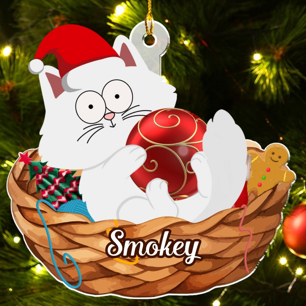 Adorable Swinging Cat Personalized Custom Acrylic Christmas Ornament