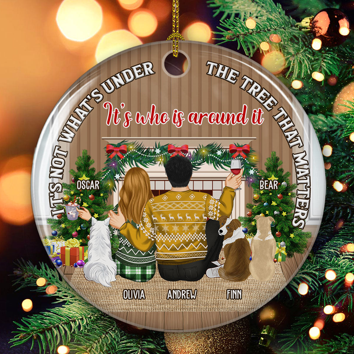 What Is Under The Tree Matters - Personalized Custom 3-Inch Diameter Ceramic Christmas Ornament
