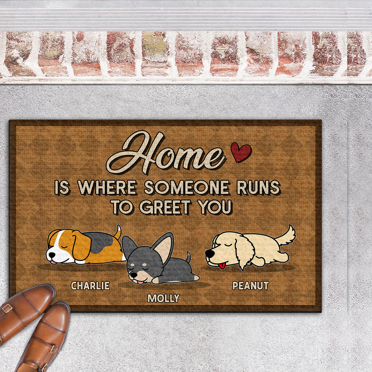 Home Is Where Someone Runs - Personalized Custom Pet Lover Doormat with Cat or Dog Picture