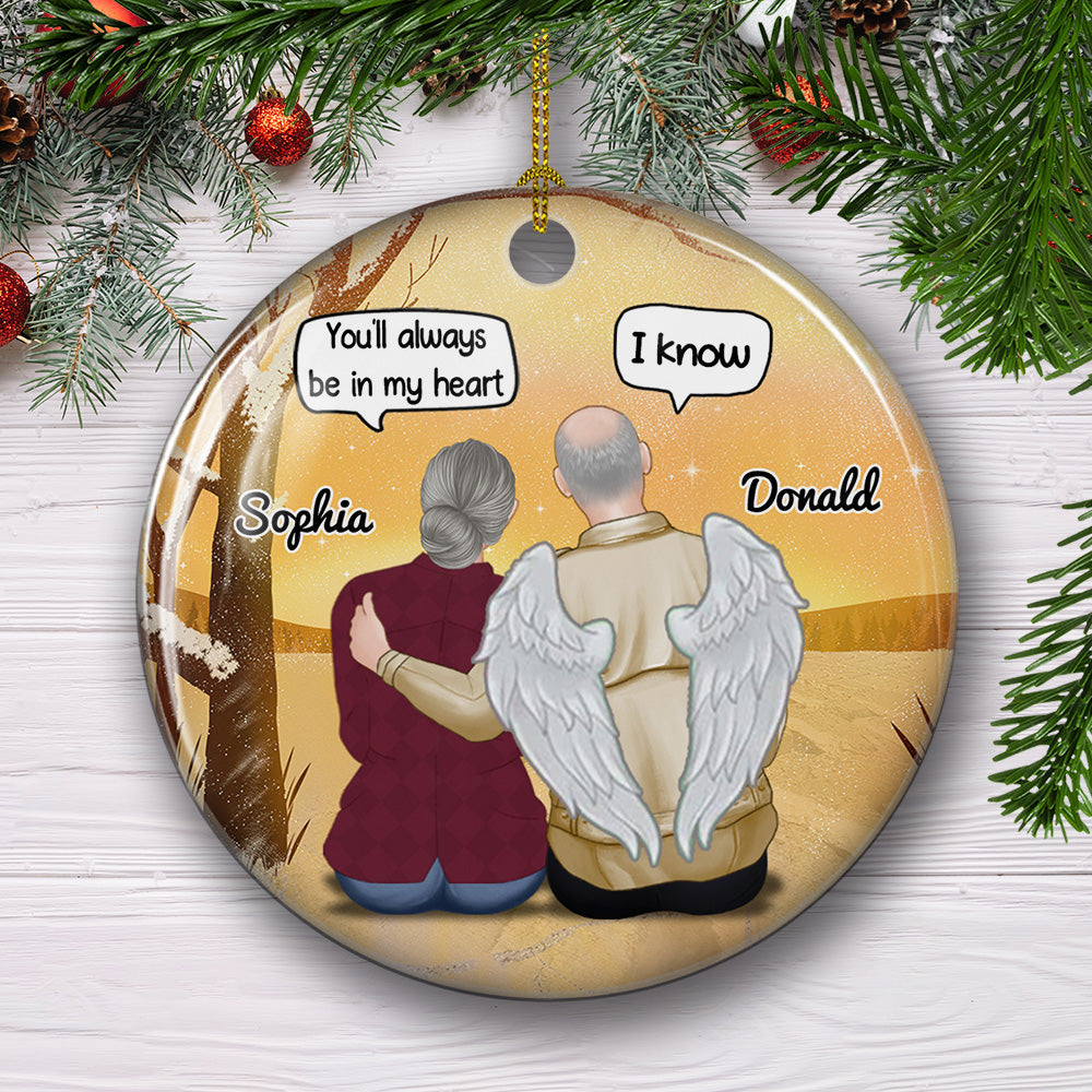 Always Be In My Heart - Personalized Custom 3-inch Diameter Circle Ceramic Christmas Ornament with Premium White Print