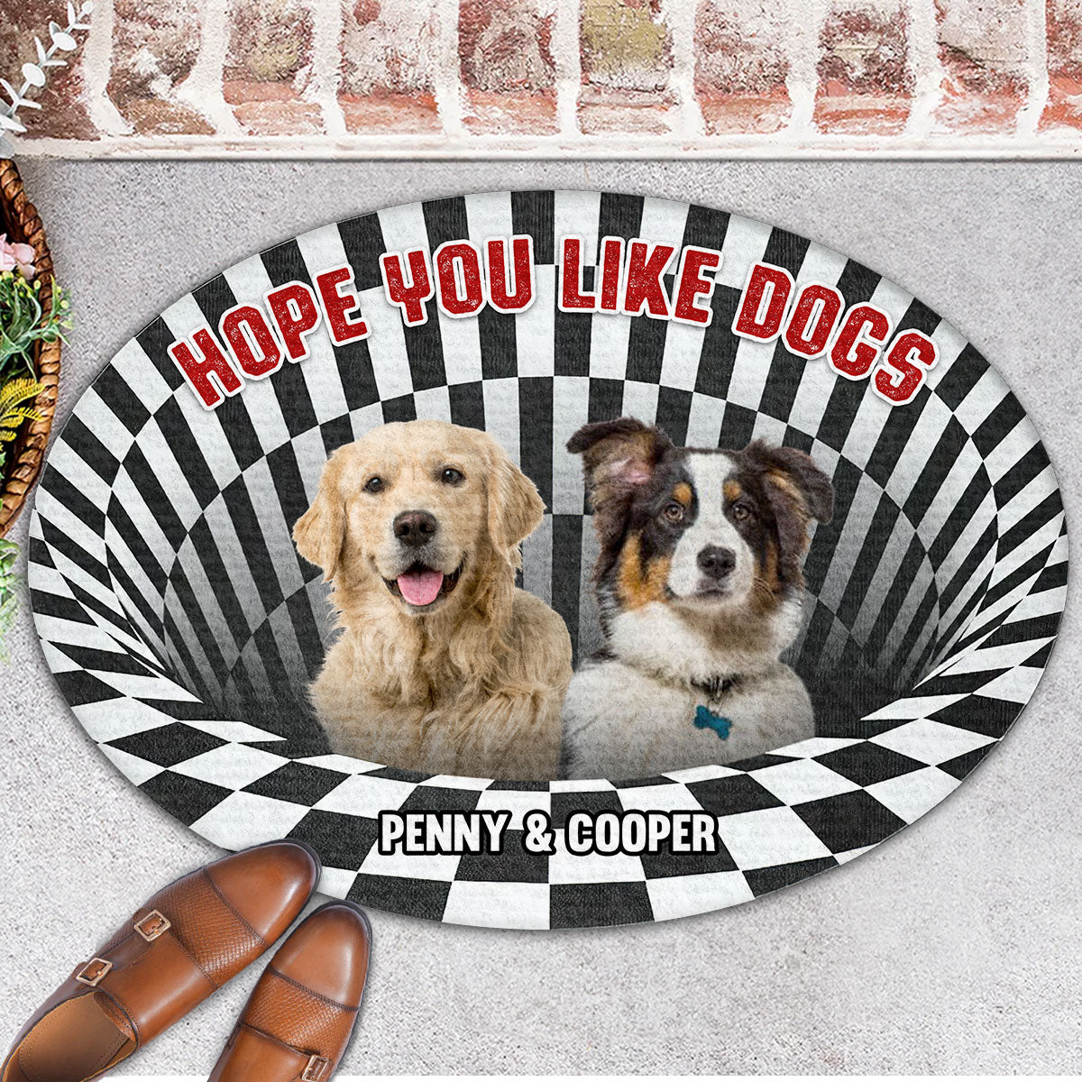 Personalized Custom Hope You Like Dogs Cartoon Photo Doormat for Pet Lovers