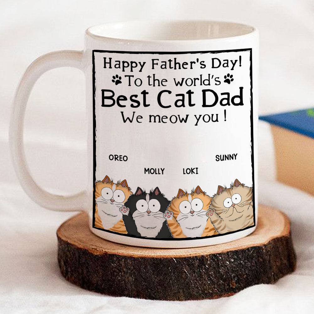 Meow My Cat Dad - Premium Personalized Custom Coffee Mug for Pet Lovers