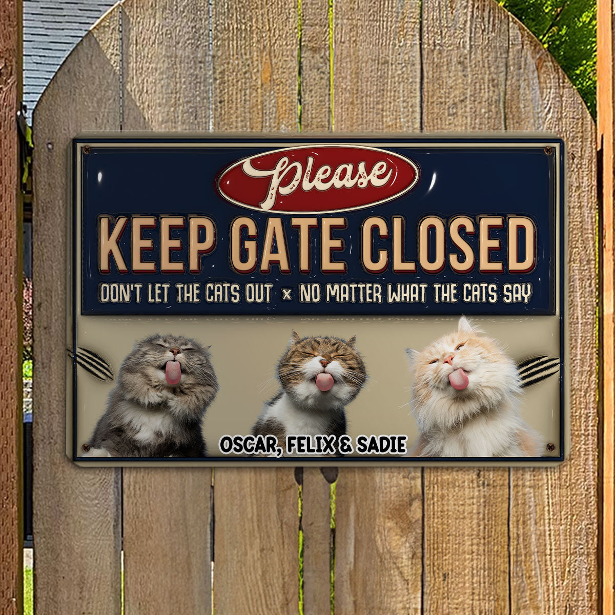 Exclusive Personalized Custom 3D Inflated Effect Metal Sign - Do Not Let The Cats Out Photo