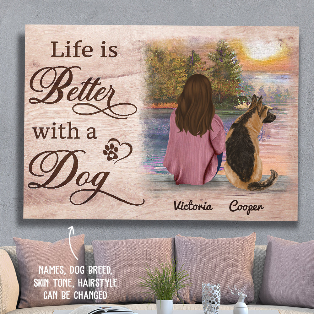 Life Is Better With Dog - Exclusive Personalized Custom Canvas for Pet Lovers