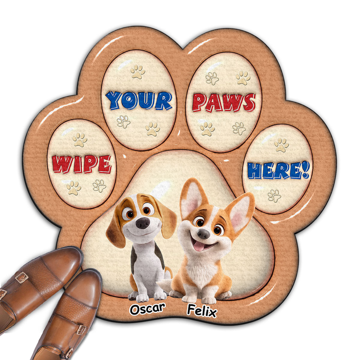 Personalized Custom 3D Inflated Effect Doormat - Wipe Your Paws Here, Human! Ideal for Pet Lovers