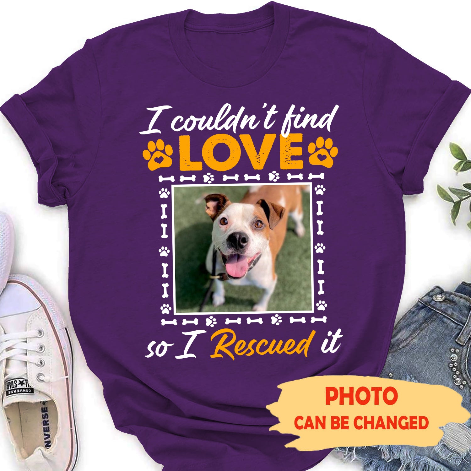 Rescue Love - Unique Personalized Custom Photo Women's T-shirt for Dog Lovers