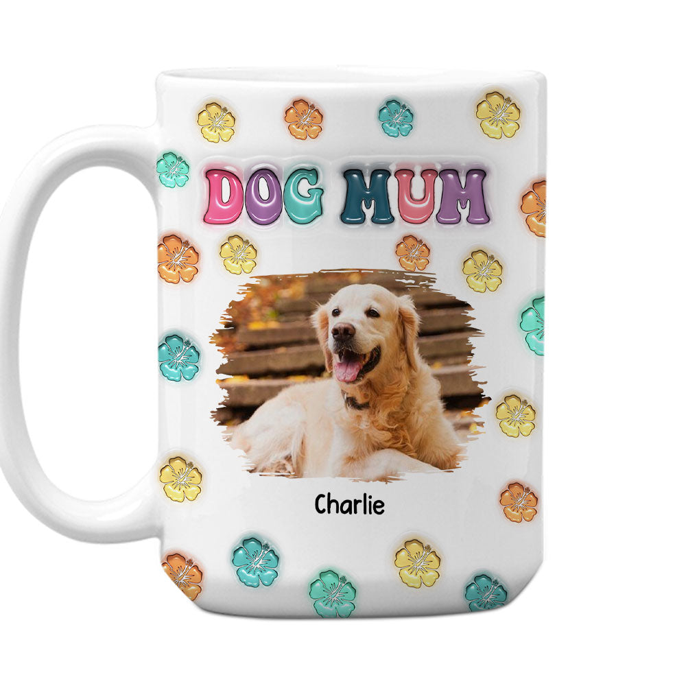 Customizable 3D Inflated Effect Dog Mom Summer Photo Personalized Mug - 11oz