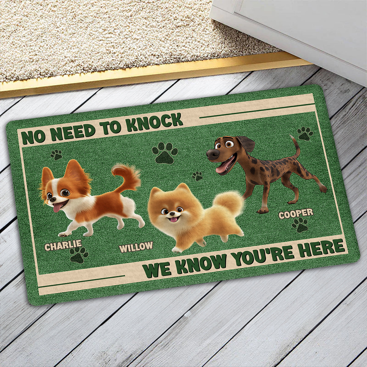 No Need To Knock Version 2 - Personalized Custom Doormat with Your Pet's Picture