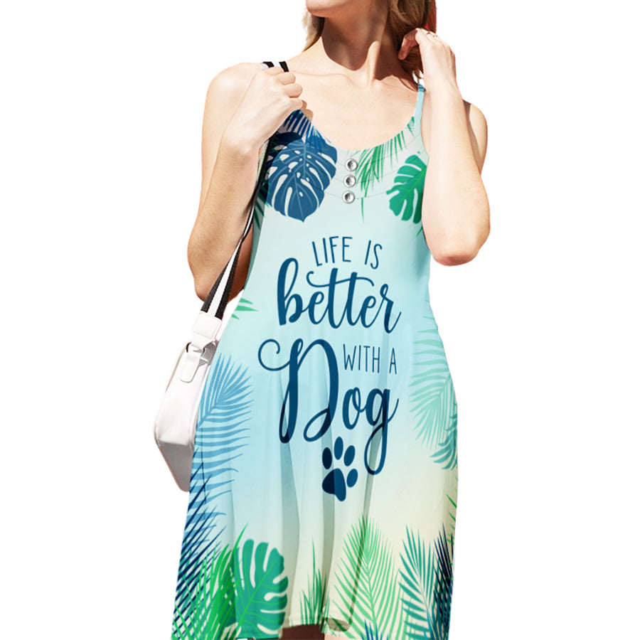 Life Is Better With Dog - Stylish Adjustable Strap Dress for Dog Lovers