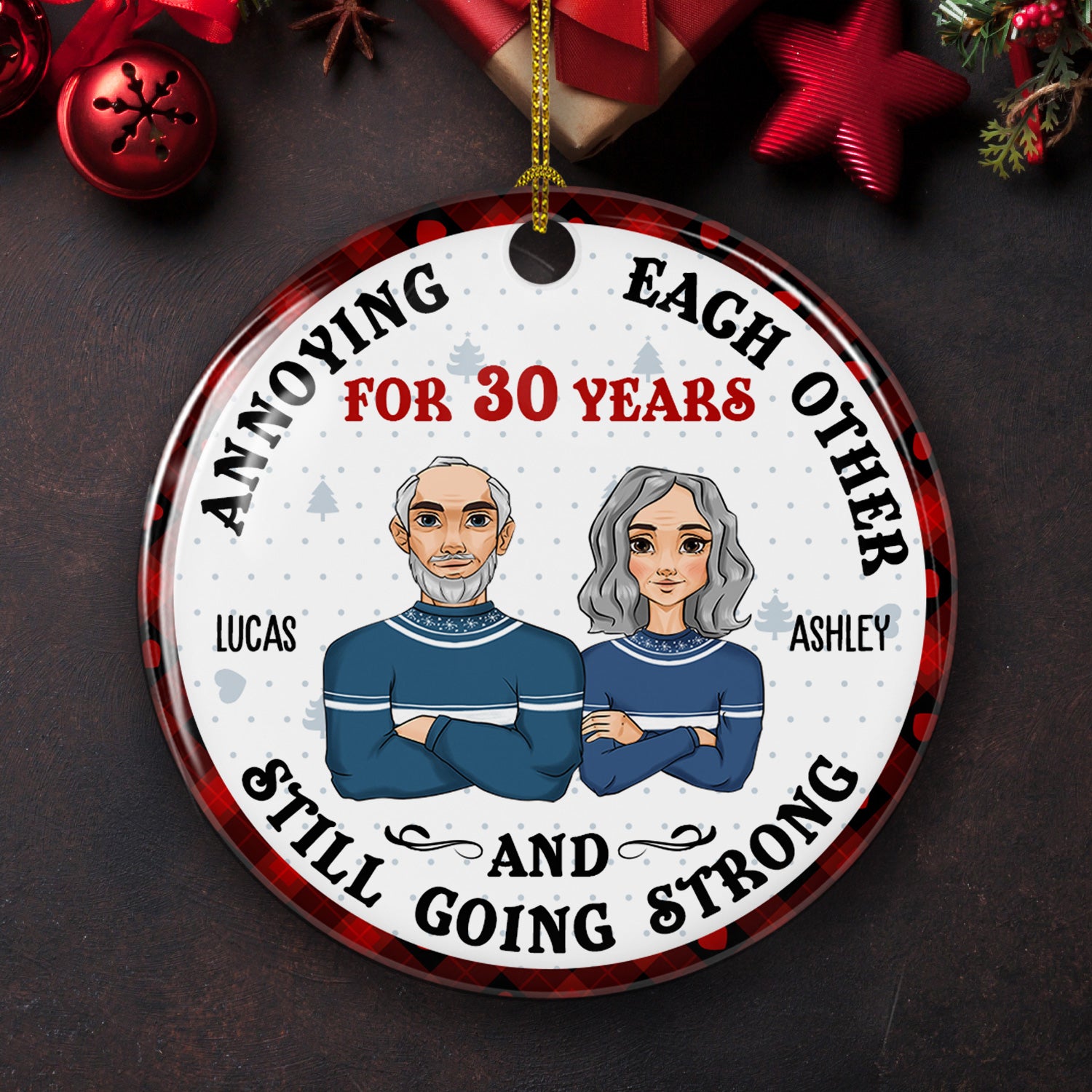 For Years - Premium Personalized Custom Circle White Ceramic Christmas Ornament with Vibrant Dye-Sublimation Printing