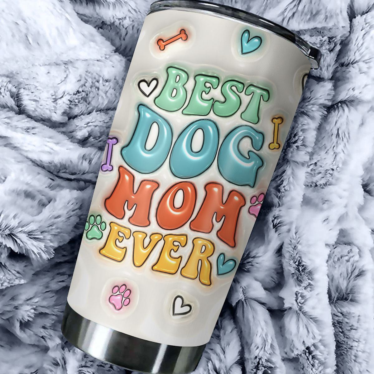 Best Dog Mama Ever - Personalized Custom 3D Inflated Effect 20oz Stainless Steel Tumbler for Ultimate Drink Insulation