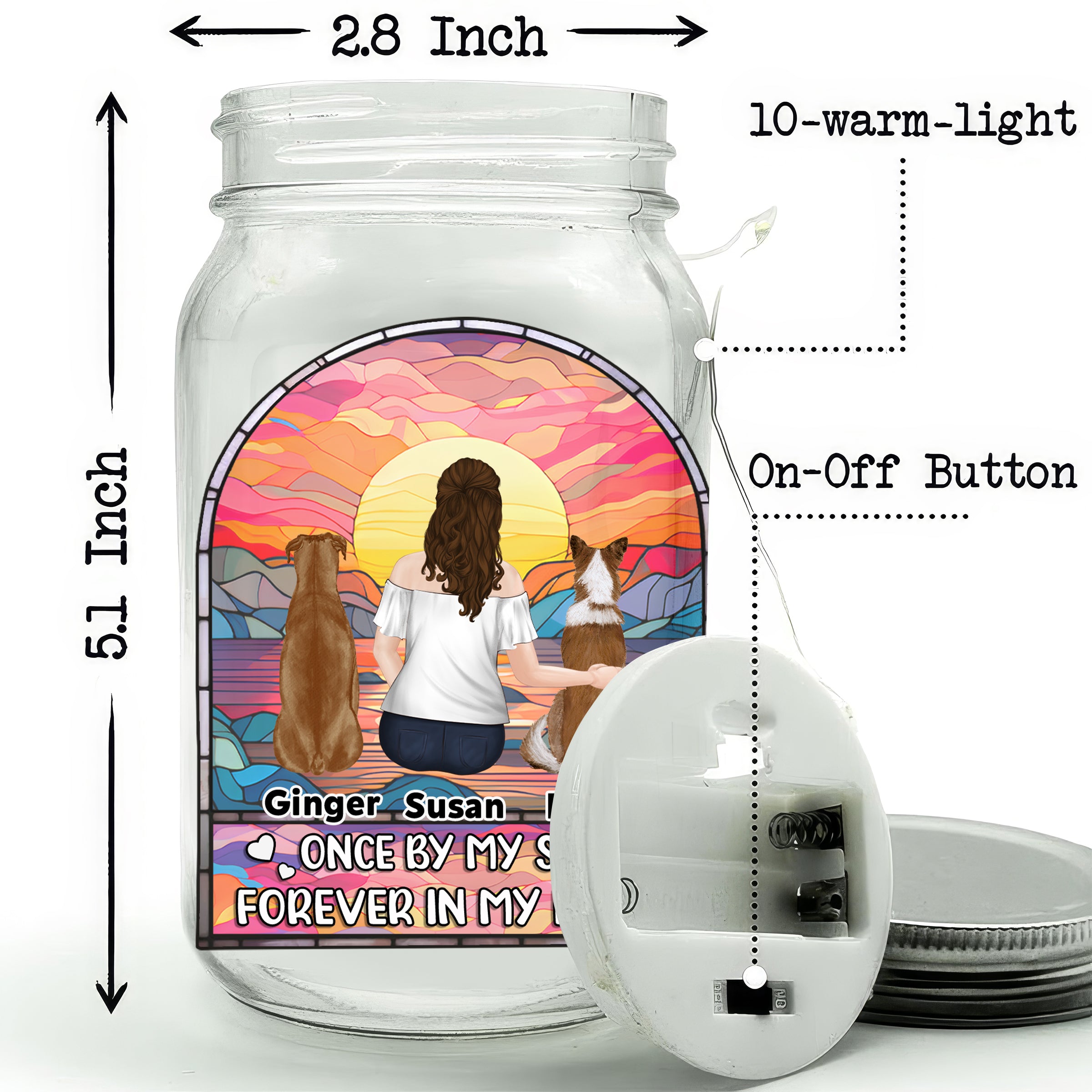 Your Wings Were Ready But My Heart Was Not - Personalized 16oz Custom Mason Jar Light with Warm Starlight Effect