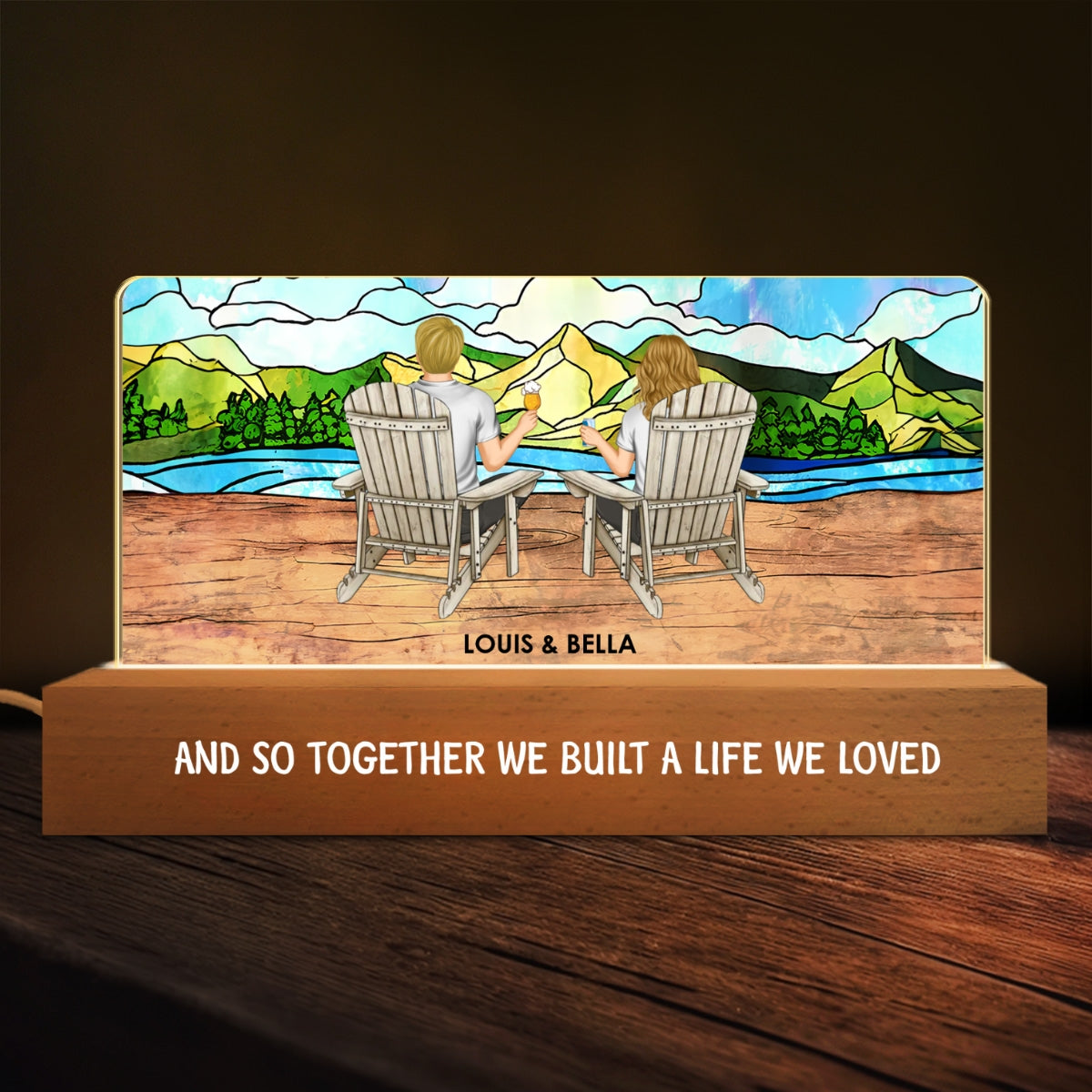 Romantic Personalized Custom Acrylic 3D LED Night Light - You And Me We Got This
