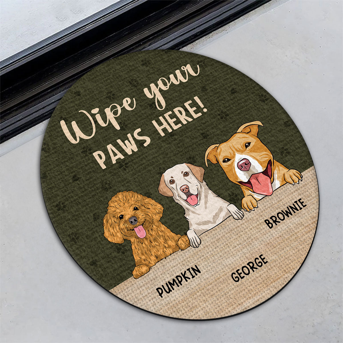 Personalized Custom Pet Doormat - Wipe Your Paws Here Please