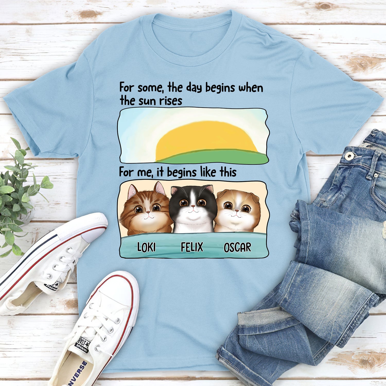My Day Begins - Personalized Custom Unisex 5.3 oz T-shirt for Pet Lovers