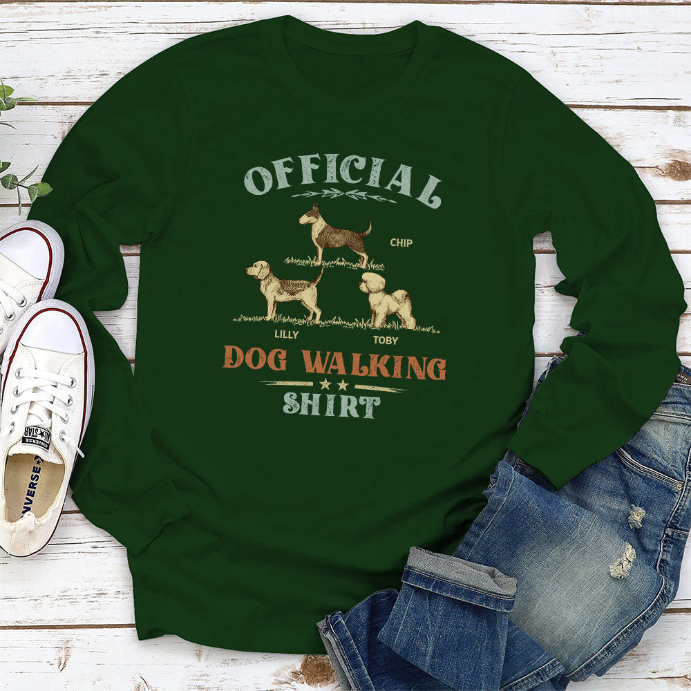 Vintage Dog Walking Personalized Custom Long Sleeve Unisex T-shirt