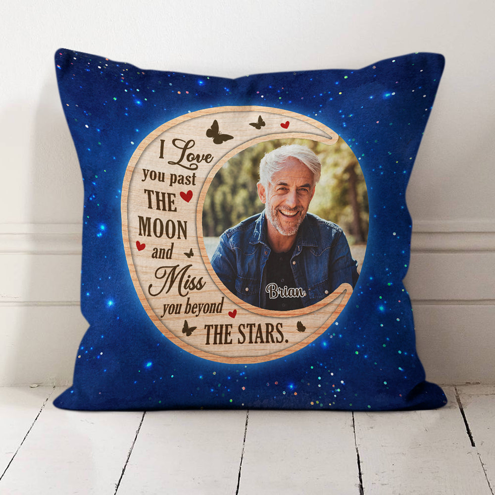 Love You Past The Moon - Customizable Personalized Throw Pillow (12' x 12', 18' x 18')