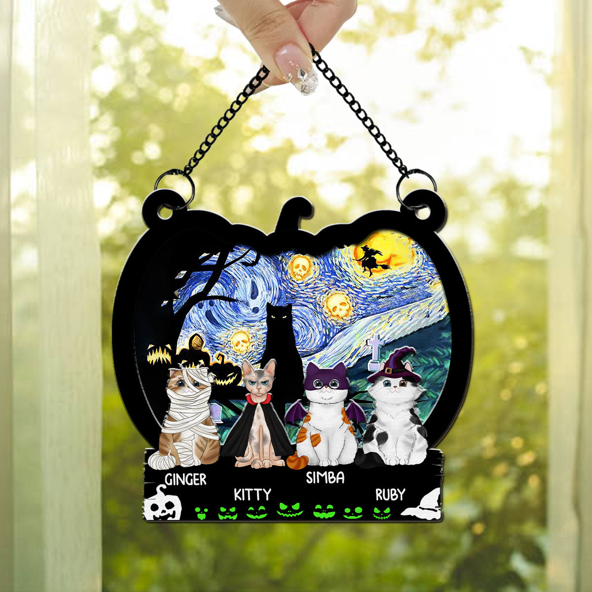 Cats Witch - Exquisitely Personalized Custom Acrylic Suncatcher for Home Decor