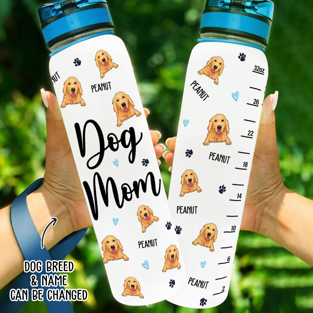 Dog Pattern - Personalized Custom Time - Marked Water Tracker Bottle for Pet Lovers
