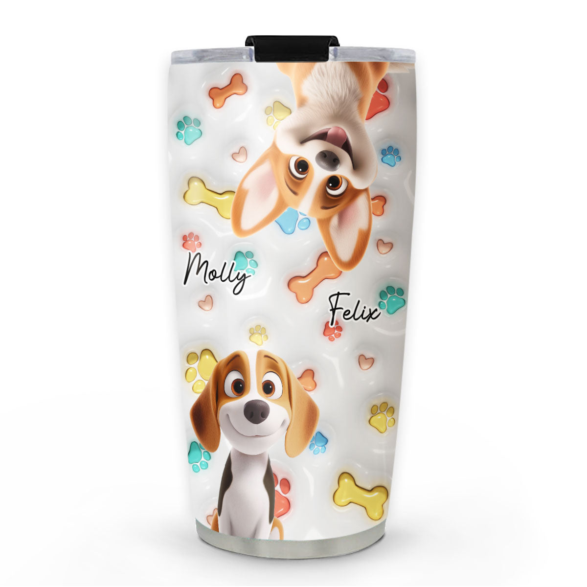 Adorable Personalized Custom 3D Inflated Effect Cute Dog Baby Tumbler - 20oz Stainless Steel Drinkware