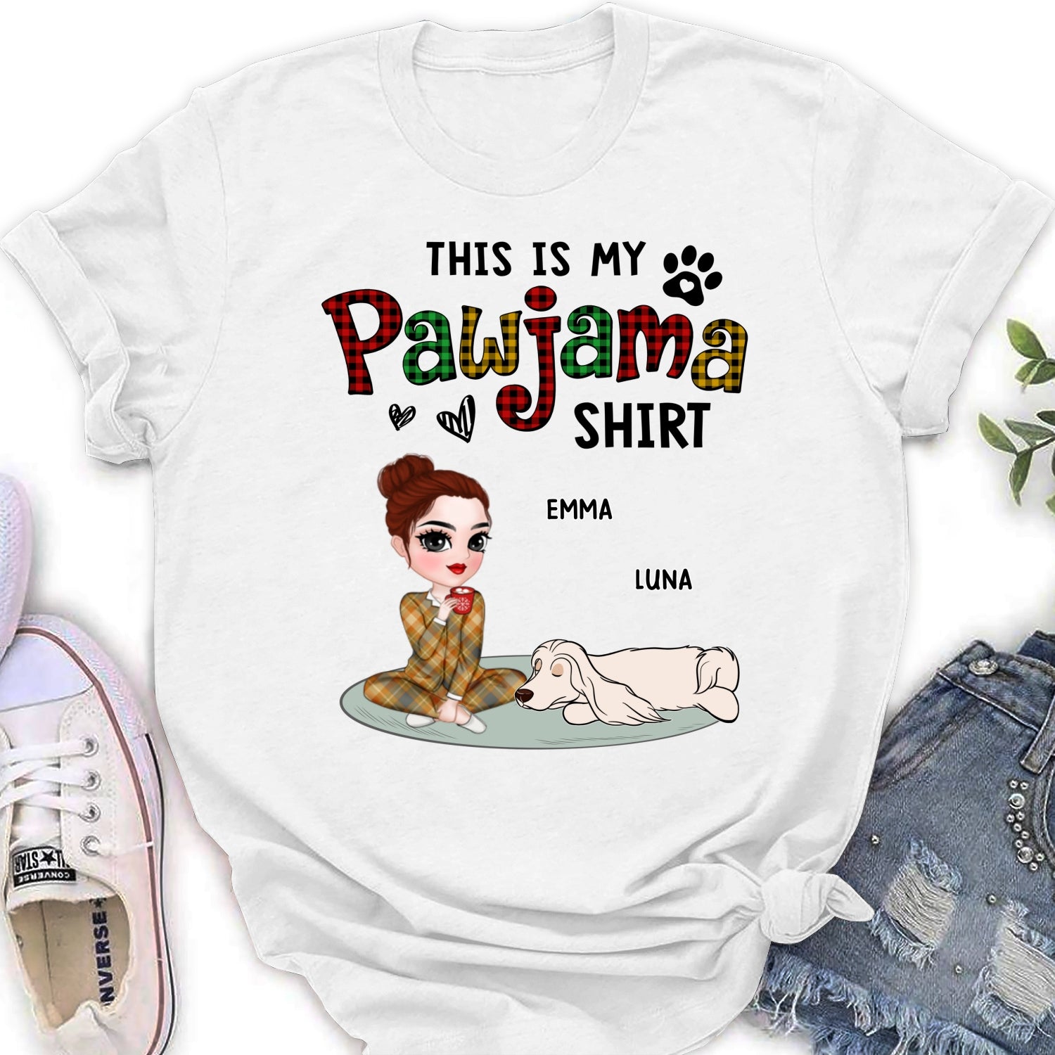 Pawjama Shirt Ver Pet - Personalized Custom Women's Fashionable T-Shirt for Pet Lovers