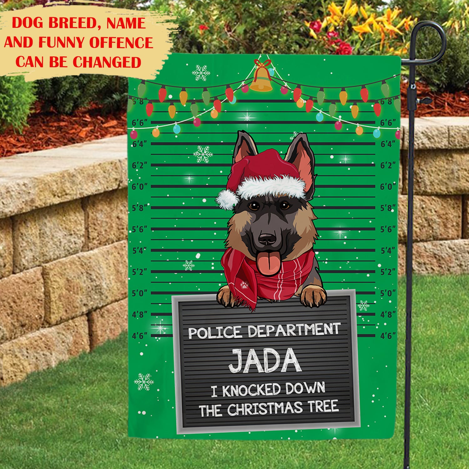Dog Offence Christmas - Customizable Personalized Garden Flag for Christmas Lawn Decor - 12' x 18', 28' x 40'
