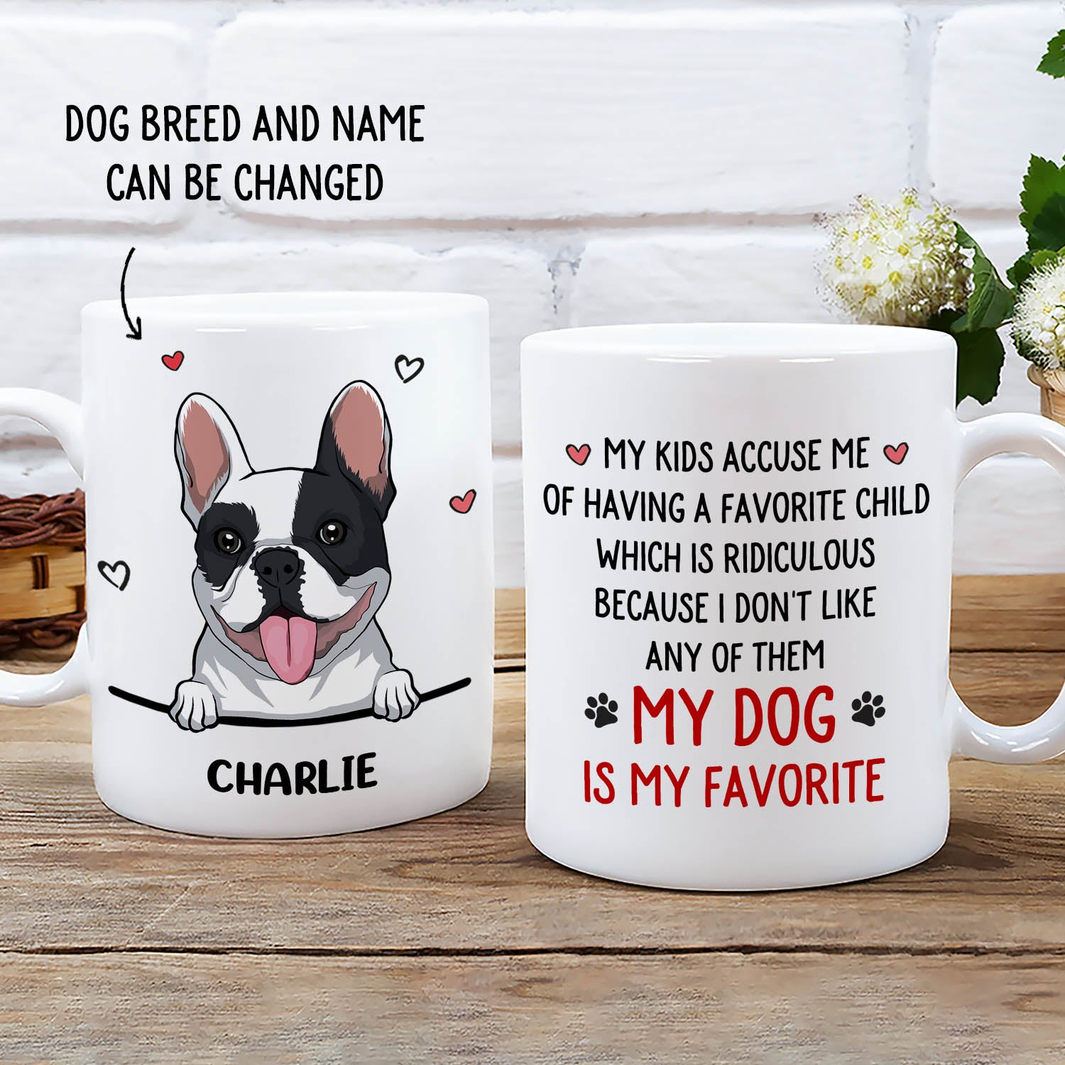 Dog Is My Favorite - Customizable Personalized Coffee Mug for Pet Lovers